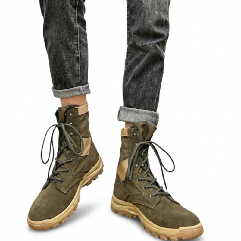 Knee high lace up tactical boots