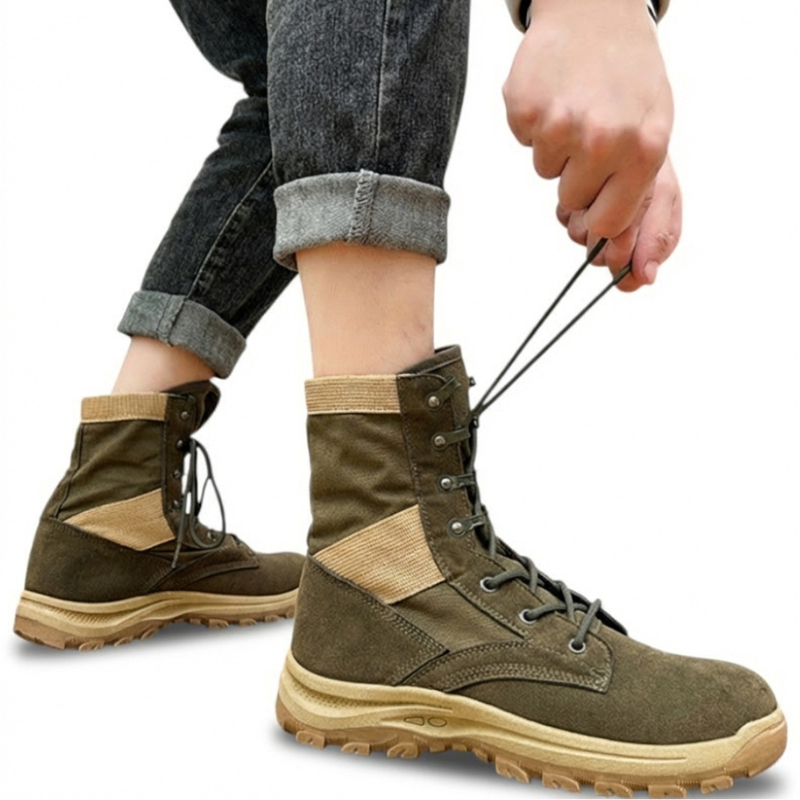 Knee high lace up tactical boots
