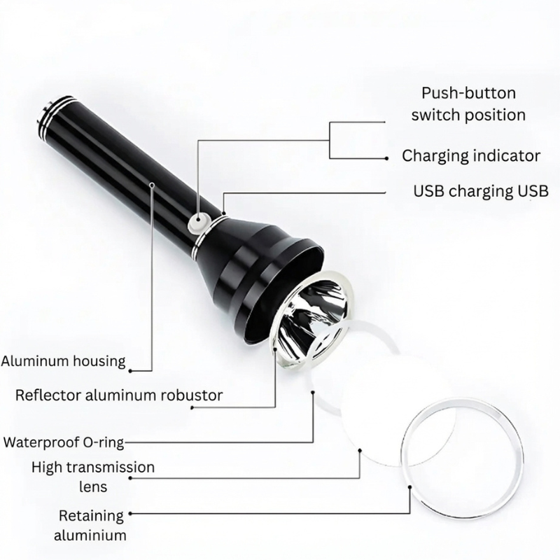 Metal Rechargeable Torch Light