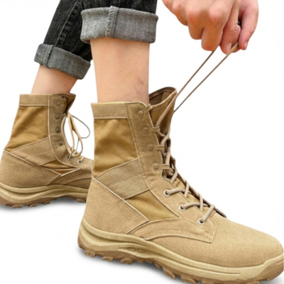 Knee high lace up tactical boots