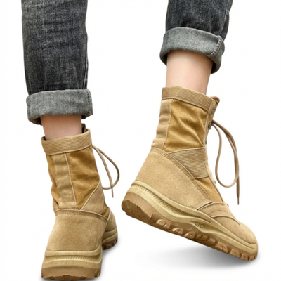 Knee high lace up tactical boots
