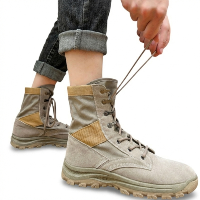 Knee high lace up tactical boots
