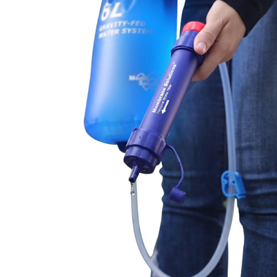 Gravity water filter camping