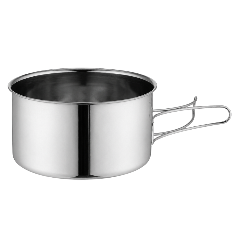 Stainless steel camping pots and pans