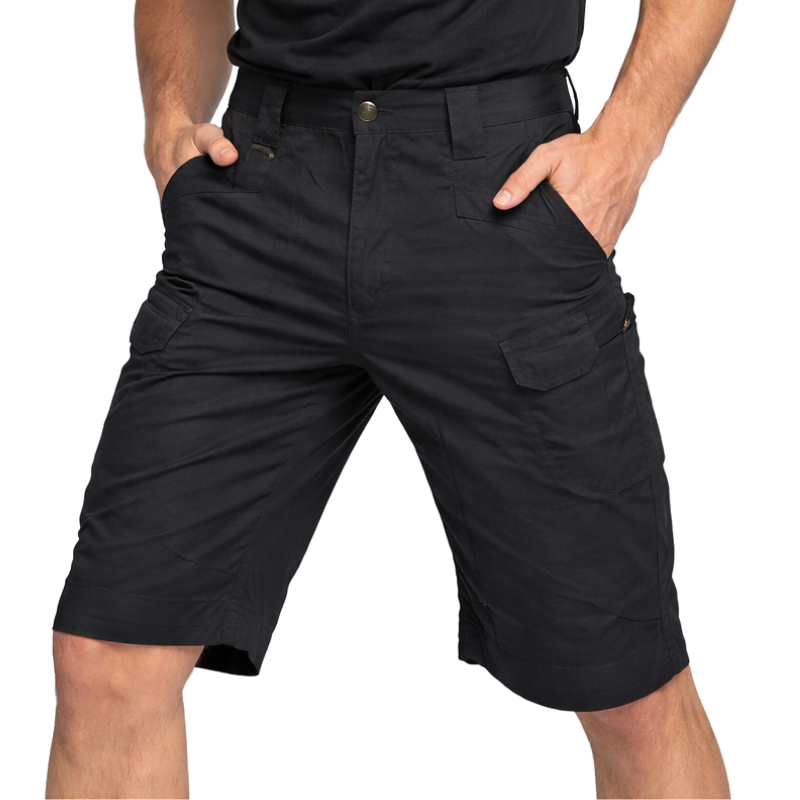 Black tactical cargo shorts