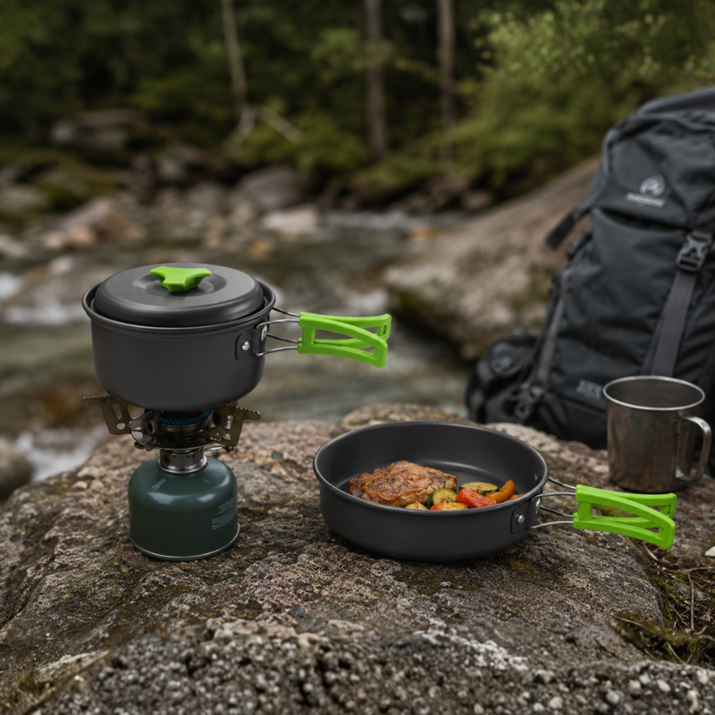 Camping pots and pans set