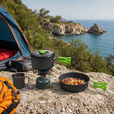 Camping pots and pans set