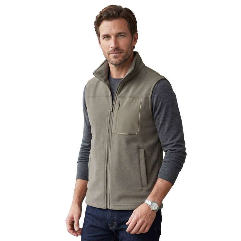 Mens fleece gilet three zipped pockets