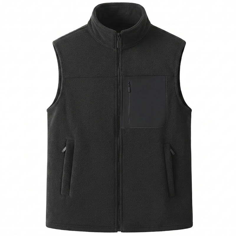 Mens fleece gilet three zipped pockets