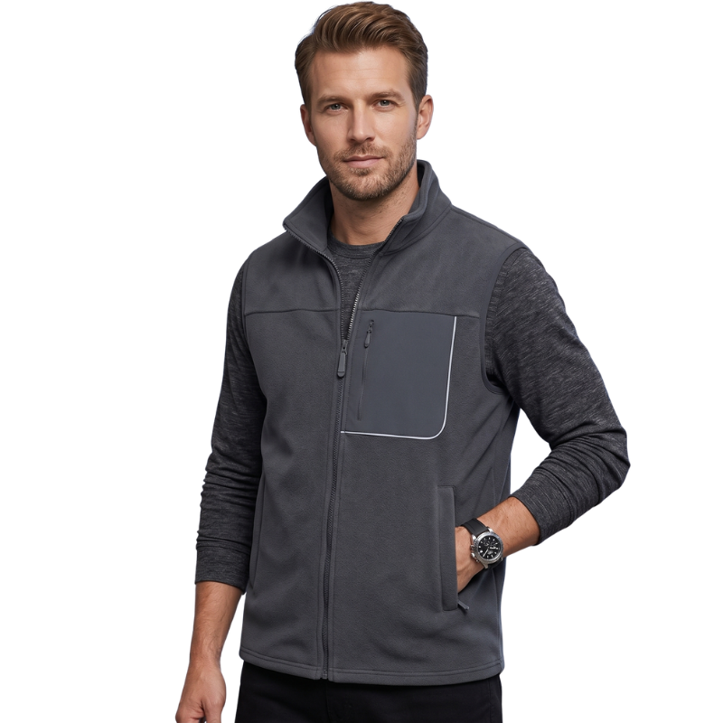 Mens fleece gilet three zipped pockets
