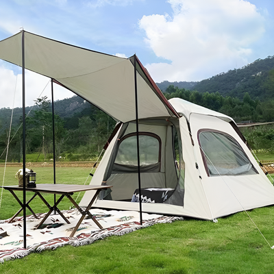 Automatic camping tent with awning