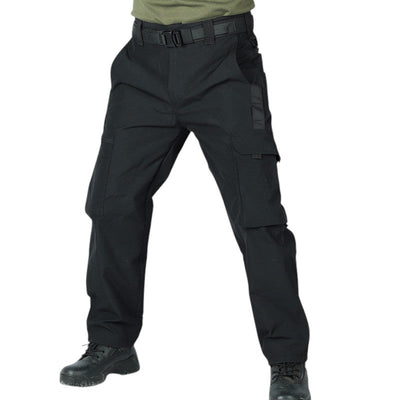 Black combat trousers multi pocket