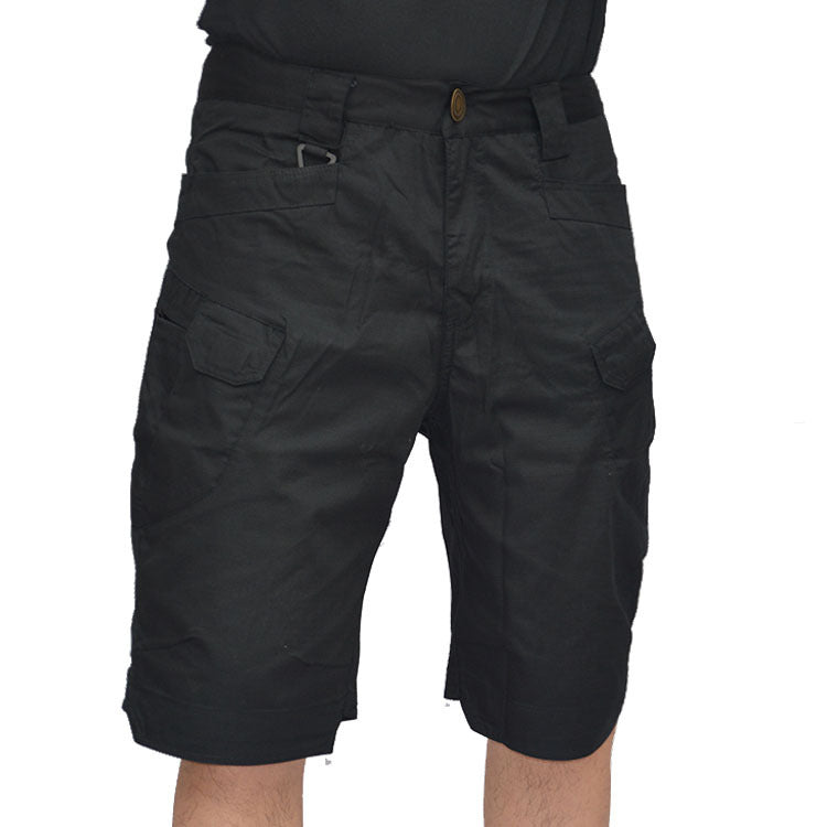 Black tactical cargo shorts
