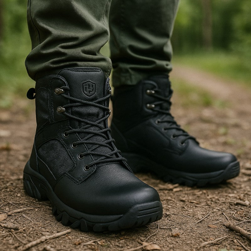 Black tactical combat boots