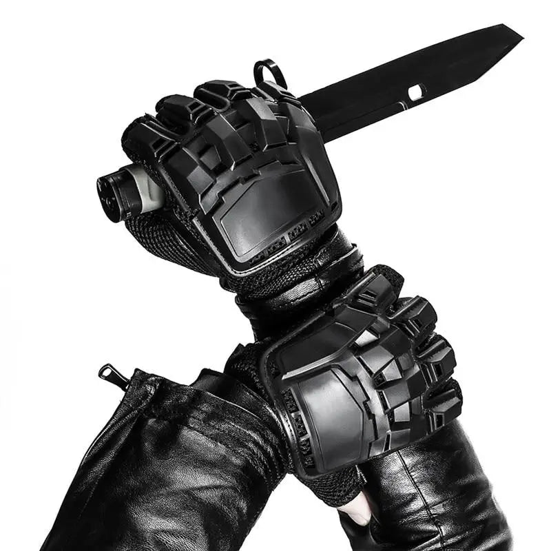 Black Tactical Fingerless Gloves