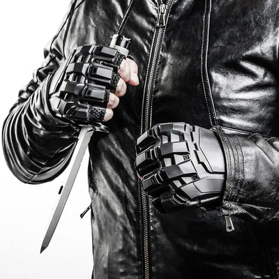 Black Tactical Fingerless Gloves