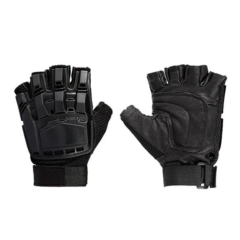 Black Tactical Fingerless Gloves