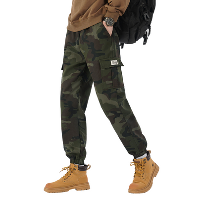 Camo cargo pants with drawstring
