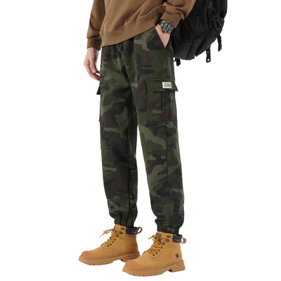Camo cargo pants with drawstring