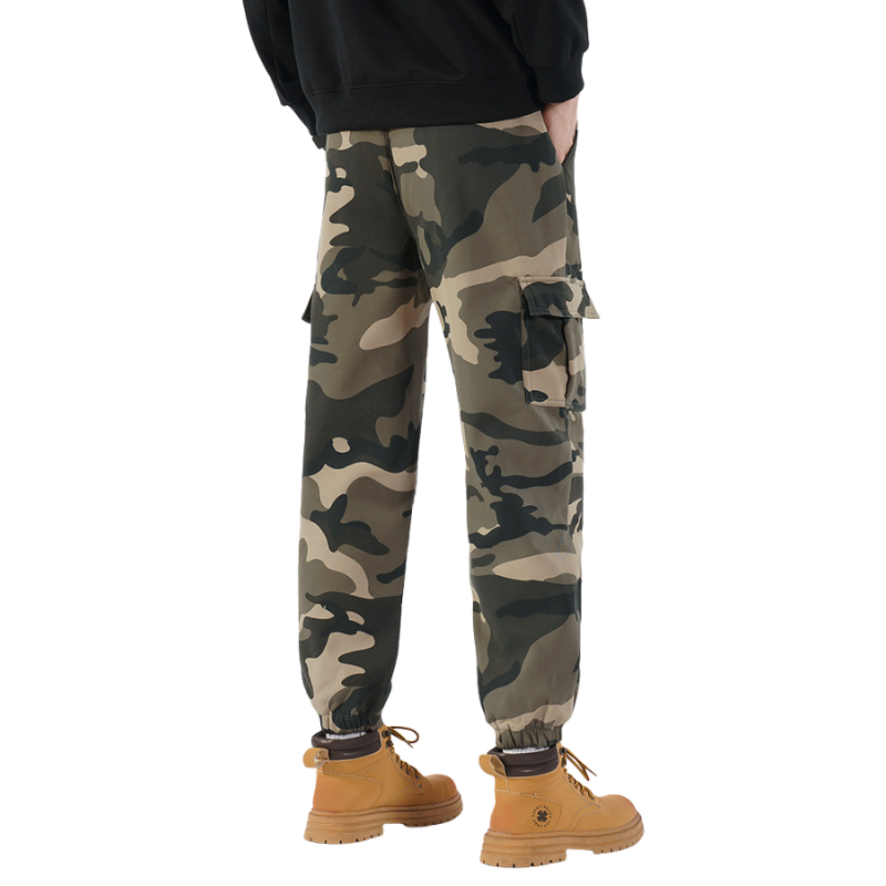 Camo cargo pants with drawstring