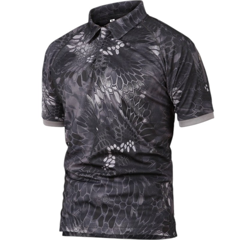 Camo polo shirt with velcro patch