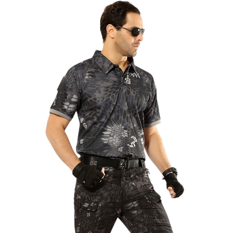 Camo polo shirt with velcro patch