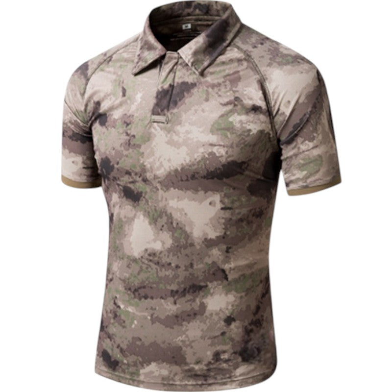 Camo polo shirt with velcro patch