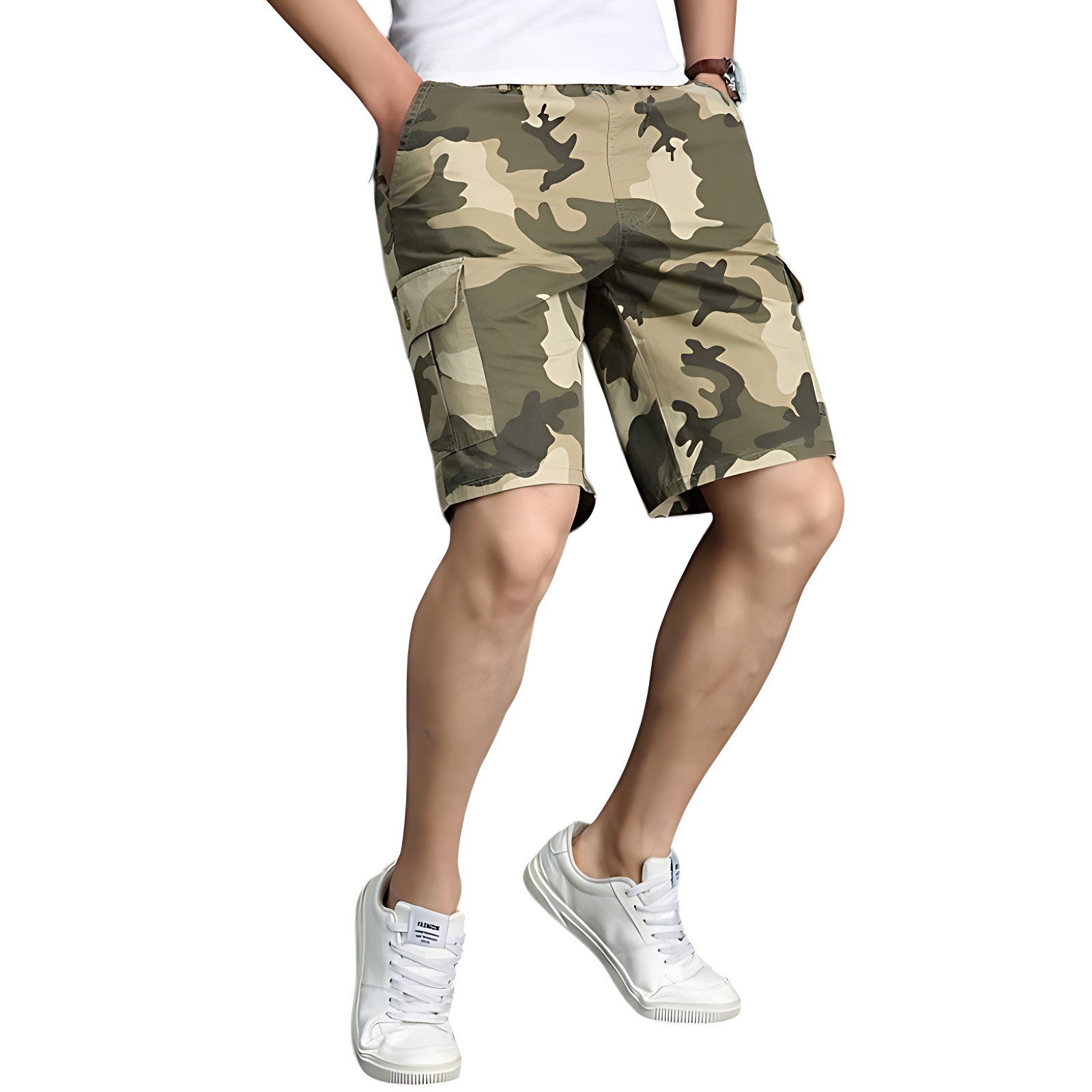 Camouflage cargo shorts for men