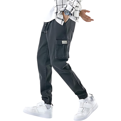 Denim combat trousers