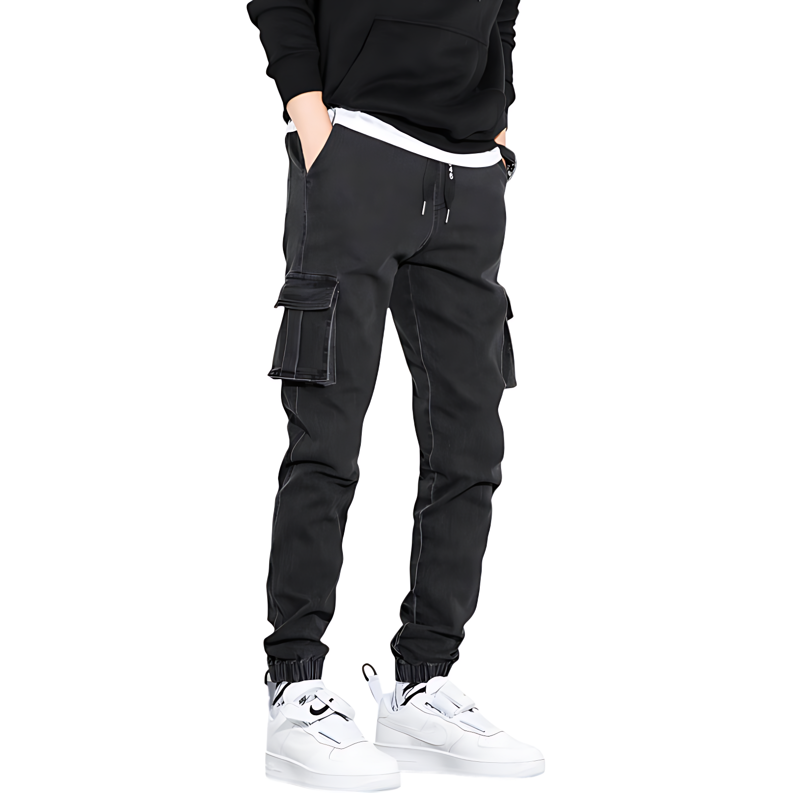 Denim combat trousers