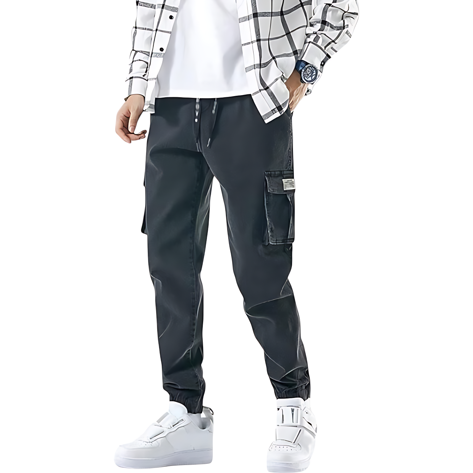 Denim combat trousers