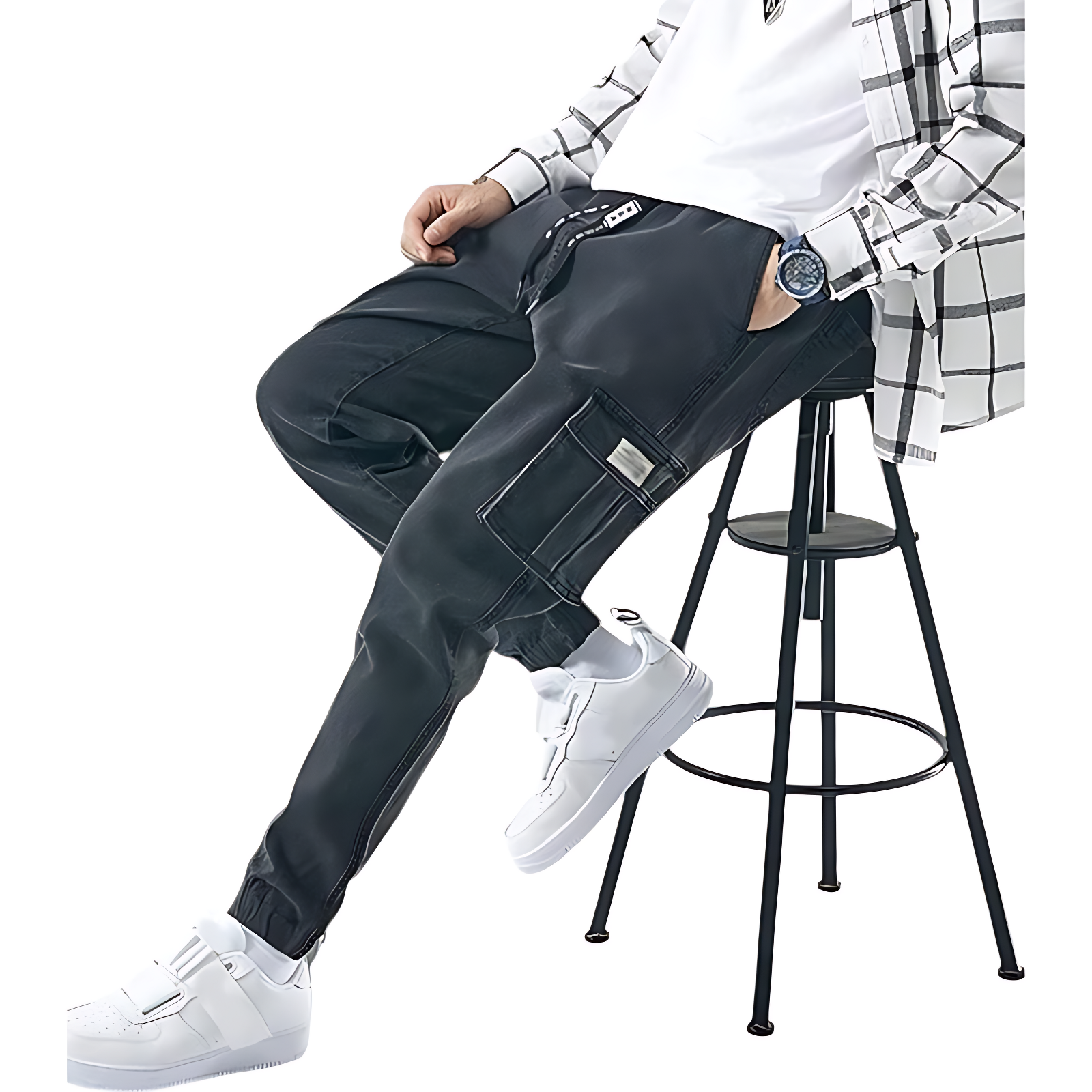 Denim combat trousers