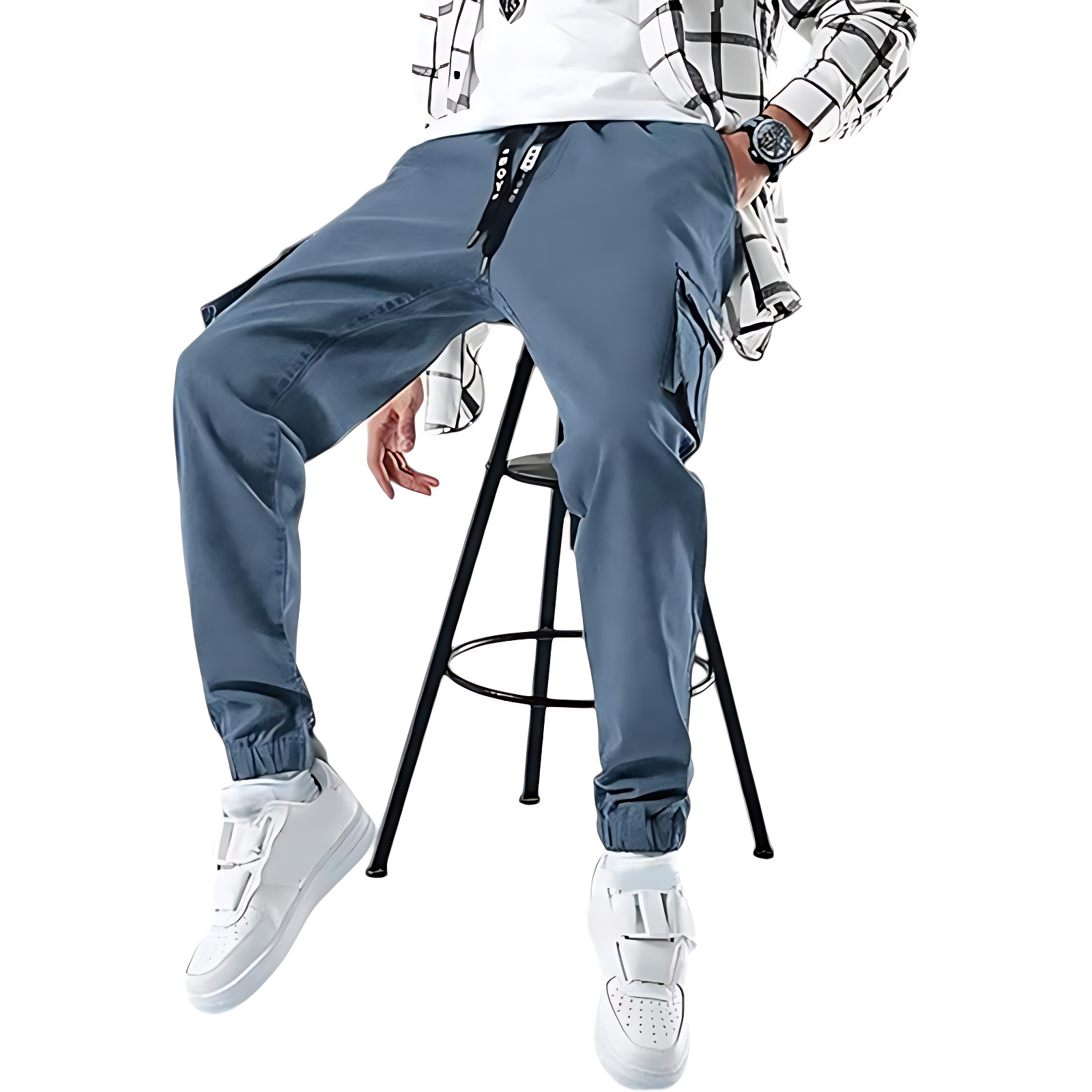 Denim combat trousers