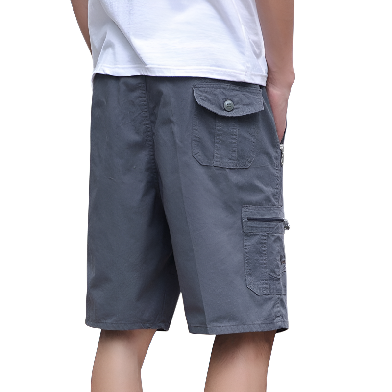 Drawstring tactical zipper cargo shorts