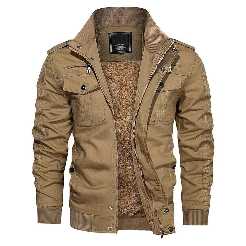 Fleece military navy jacket