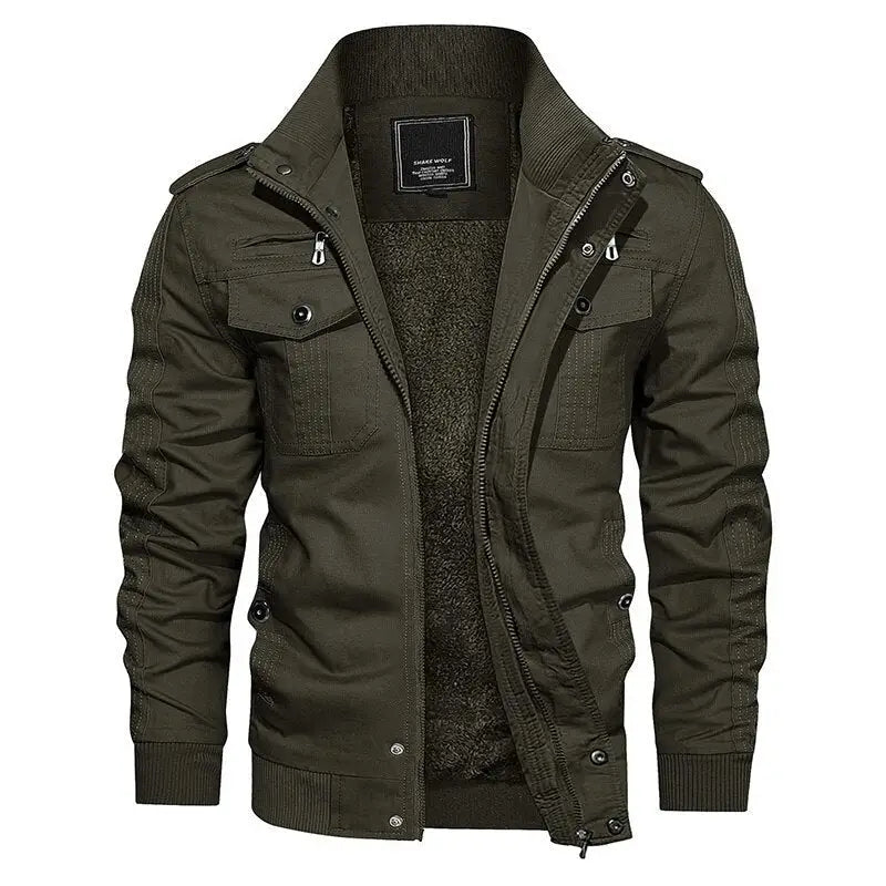 Fleece military navy jacket