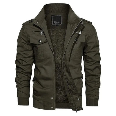Fleece military navy jacket