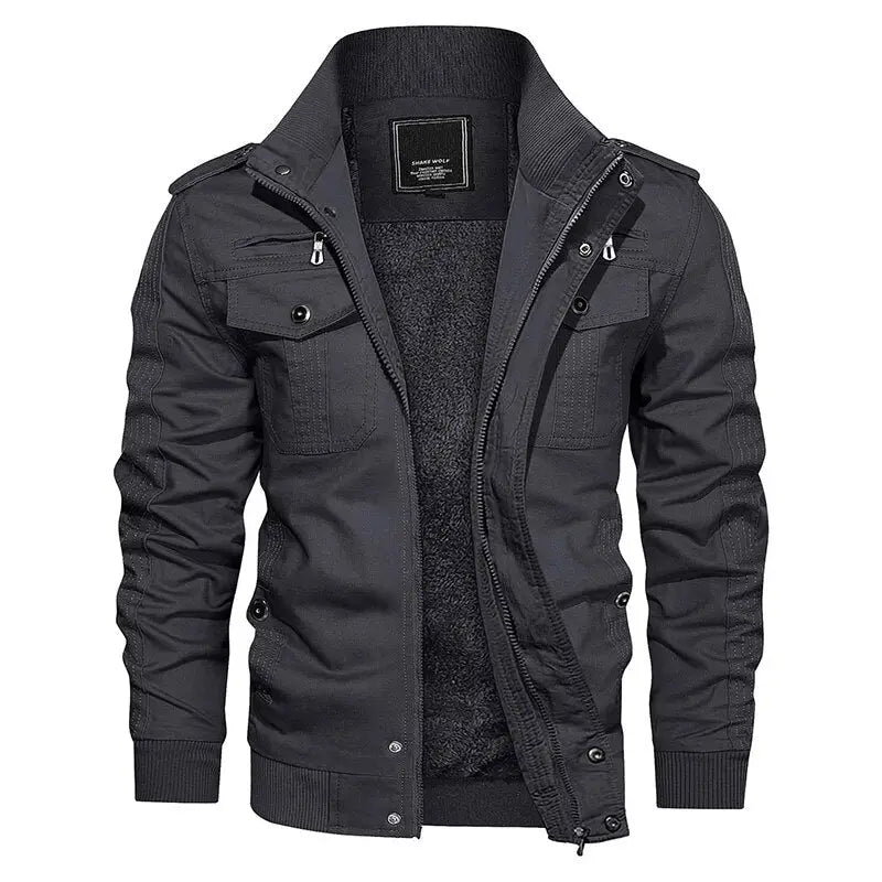 Fleece military navy jacket