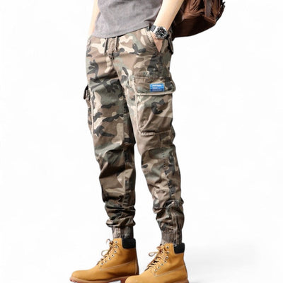 Grey camouflage trousers