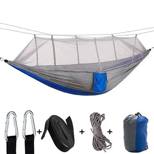 HAMAC TOILE PARACHUTE DOUBLE AVEC MOUSTIQUAIRE
