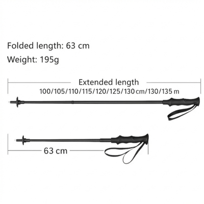 Retractable hiking trekking stick pole