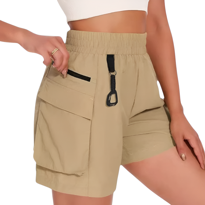 Ladies cargo shorts with elastic waist