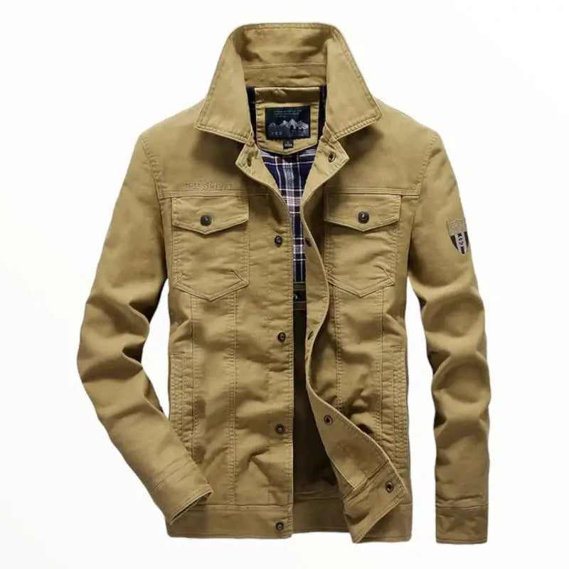 Men denim military jacket