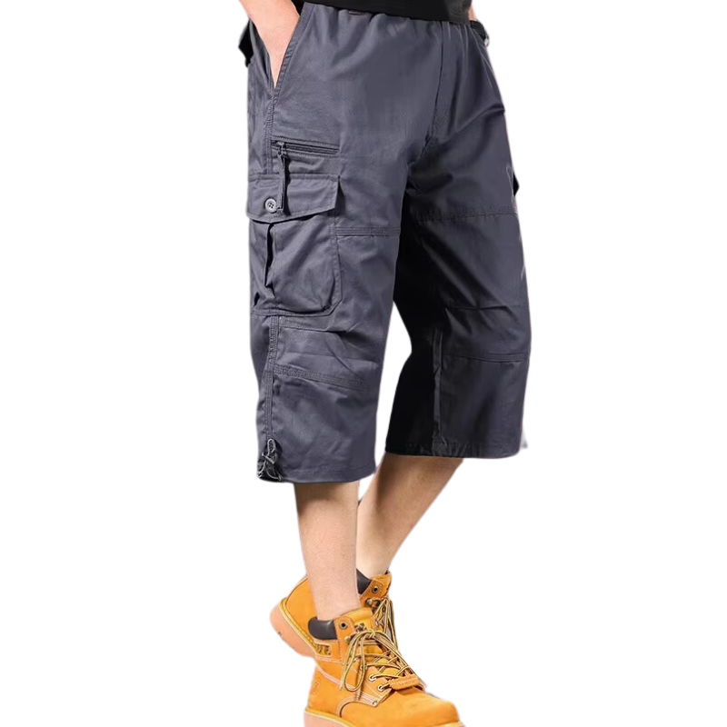 Mens Black Cargo Below The Knee Shorts