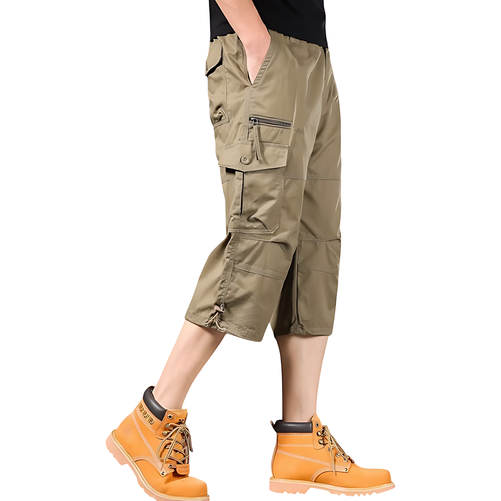 Mens Black Cargo Below The Knee Shorts