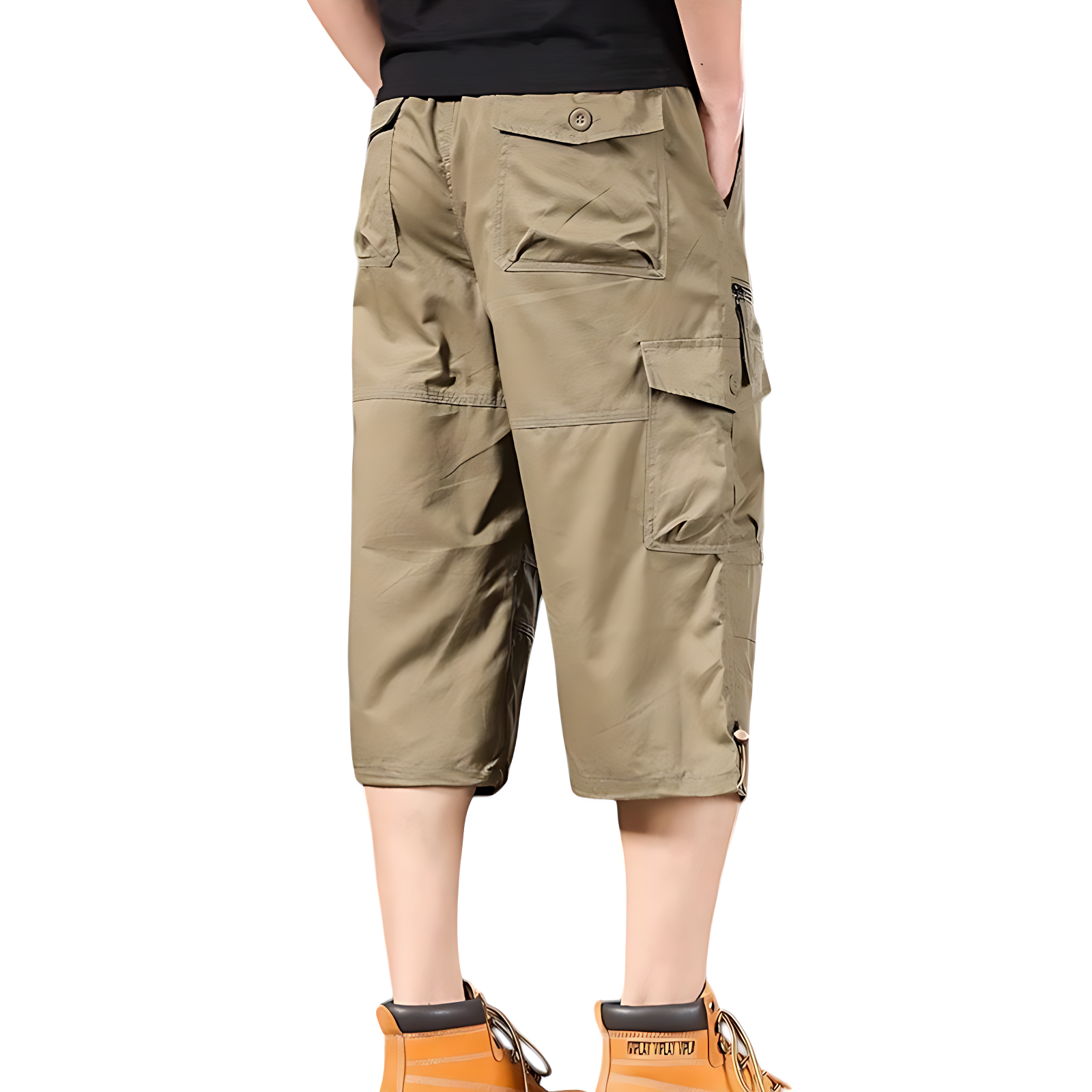 Mens Black Cargo Below The Knee Shorts