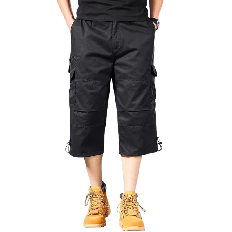 Mens Black Cargo Below The Knee Shorts