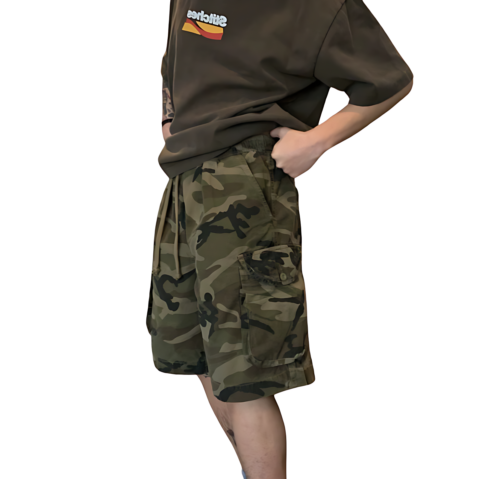 Mens camo drawstring shorts