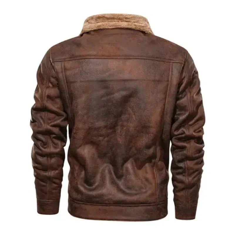 Men’s Faux Leather Military Jacket