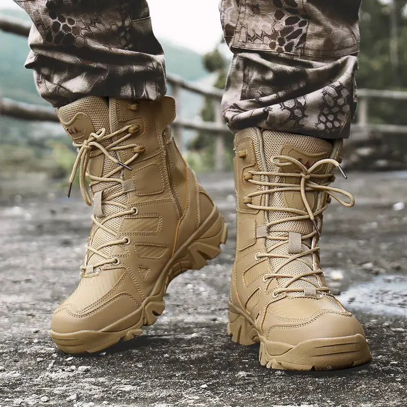 Mens High Leather Tactical Boots